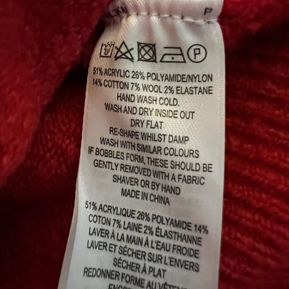 French Connection Solid Red Ribbed Puff Sleeved S… - image 7